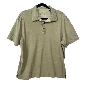 Tommy Bahama polo shirt L large Light green 100% Cotton Mens Raw edge collar